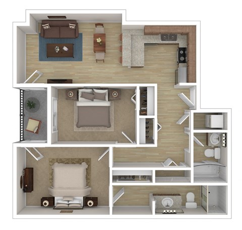 2 bedroom 2 bathroom Floorplan Glacier Vista Redmond OR Apartments
